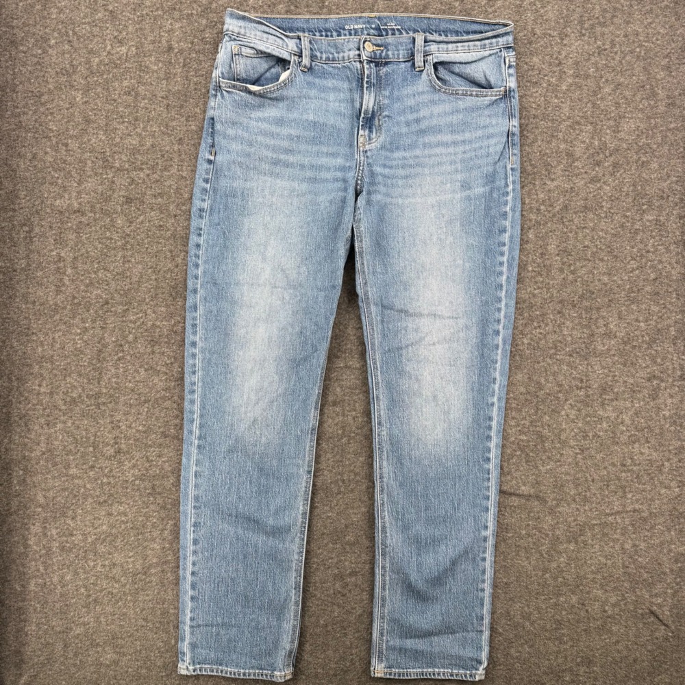 Old Navy Wow Boyfriend Jeans Womens 12 Blue Light Wash Mid Rise Straight Leg
